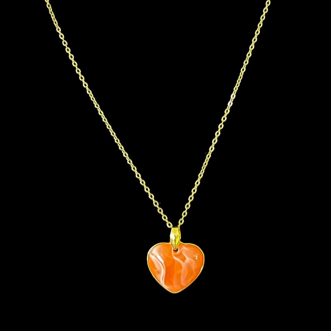 Collar Corazón Glaseado Coral