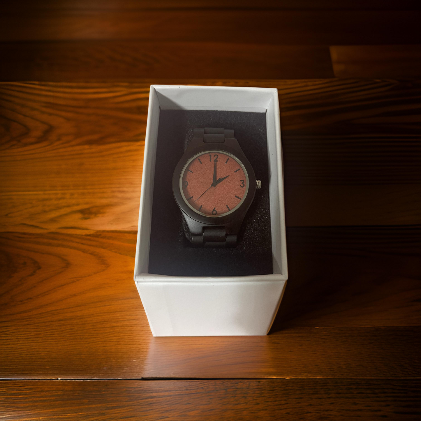 Reloj Bambú Negro Caoba