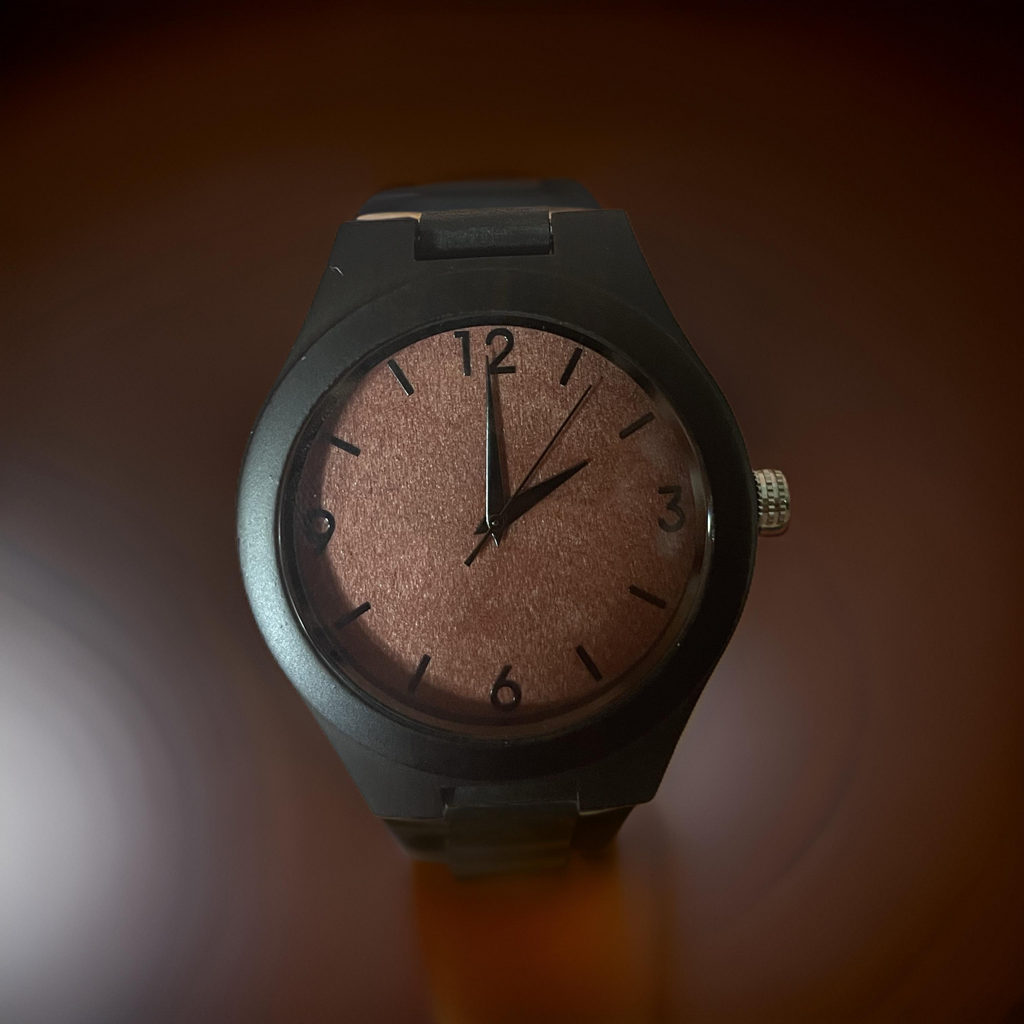 Reloj Bambú Negro Caoba